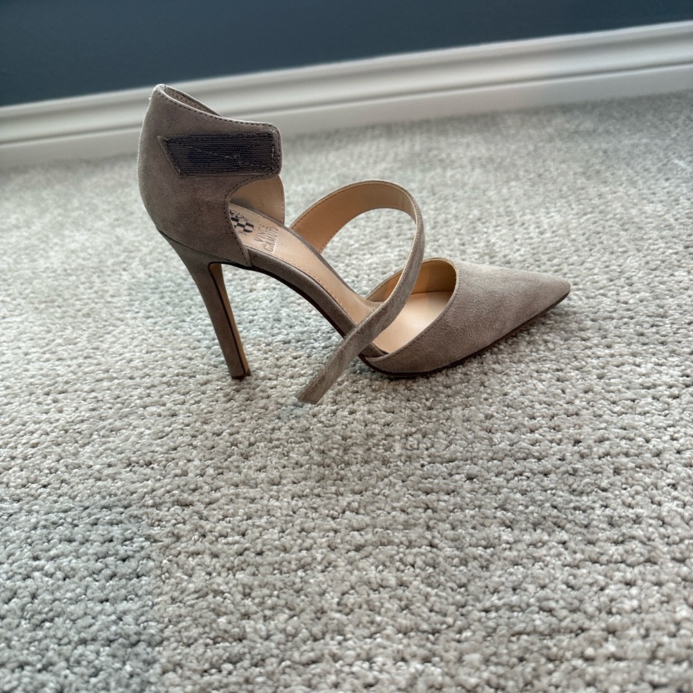 Vince Camuto “Charlotte”Suede Pointed-Toe Ankle-Strap Heels - Picture 4 of 7